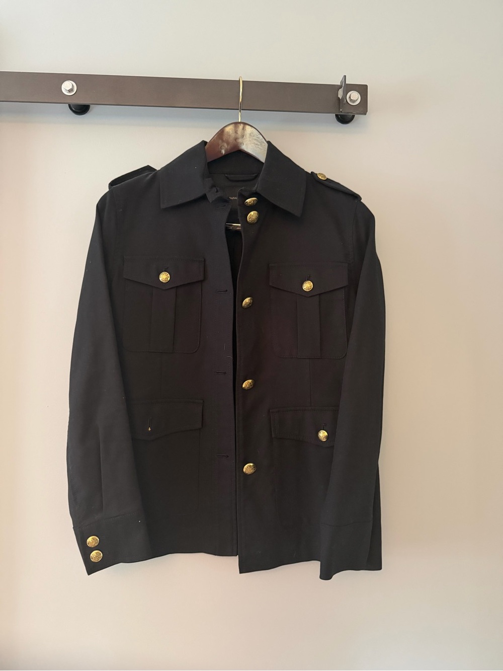 Banana Republic Black Military-Style Women's Blazer with Gold Buttons